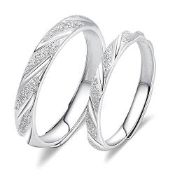 ANAZOZ ehering 925 Silber， 2 Stück Ringe Sandoberfläche Personalisiert Gravur Ringe partnerringe von ANAZOZ