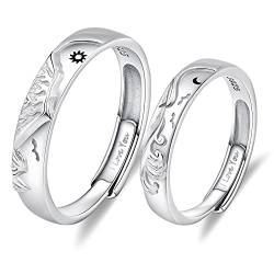 ANAZOZ trauring 925， Sonne mond Welle Berg und See, graviert I Love You Ringe Damen Silber von ANAZOZ