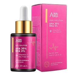 ANAiRUi AHA 30% + BHA 2% Peeling Serum, Gesicht Exfoliant mit Salicylsäure und Vitamin C, gegen Pickel, Mitesser, große Poren & Unreine Haut, 30ml von ANAiRUi