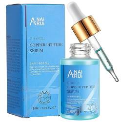 ANAiRUi Copper Peptide Serum, Anti Aging Gesichtsserum mit Hyaluronsäure, zur Reduzierung feiner Linien und Falten, repariert der vorzeitigen Hautalterung, für strahlende Haut, 30ml von ANAiRUi
