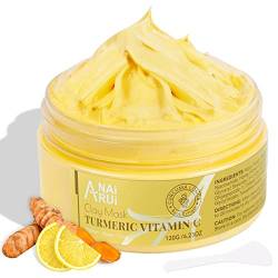 ANAiRUi Kurkuma Vitamin C Tonerde Maske für Akne und dunkle Flecken, Vitamin C Clay Gesichtsmaske für Mitesser, Poren, Falten, feuchtigkeitsspendende, klärende, reinigende Hautpflegemaske, 120g… von ANAiRUi