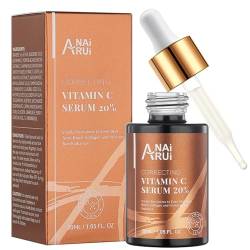 ANAiRUi Vitamin C Serum für das Gesicht mit Hyaluronsäure, Vitamin E Gesichtsserum - Hyaluron Skincare - Anti Falten/Aging - hellt die Haut auf - reduziert feine Linien, dunkle Flecken, 30 ml von ANAiRUi