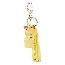 ANBEEISS 1 Stk Bär Schlüsselanhänger, geflochten Lederband Schlüsselband mit Bär Anhänger, Auto Schlüsselbund für Damen Herren, Tasche Charm Autoschlüsselanhänger, Zubehör Geschenk - Gelb von ANBEEISS