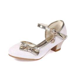 ANBIWANGLUO Prinzessin Schuhe Mädchen High Heels Sandalen Mädchen Pailletten Party Pumps Kinder Gold,37 EU von ANBIWANGLUO