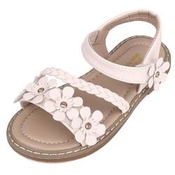 ANBIWANGLUO Sandalen Mädchen Leder Sandalen für Mädchen Sommerschuhe Mädchen Sandales Blumen Weiß,35 EU/Etikettengröße 36 von ANBIWANGLUO