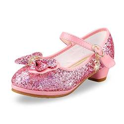 Prinzessin Schuhe Mädchen High Heels Sandalen Mädchen Pailletten Party Pumps Kinder 27 EU/Etikettengröße 28,Rosa von ANBIWANGLUO