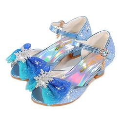 Prinzessin Schuhe Mädchen High Heels Sandalen Mädchen Pailletten Party Pumps Kinder 30 EU(Etikettengröße 31,Blau) von ANBIWANGLUO