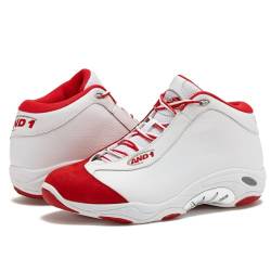 AND1 Tai Chi Herren Basketballschuhe Sneaker für Indoor Outdoor Straße oder Court Größe 42 bis 47 Weiß Rot, weiß / rot, 49.5 EU von AND1