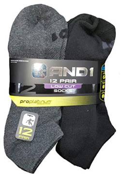 ProPlatinum Socken, niedrig geschnitten, Schwarz / Grau, 12 Paar von AND1