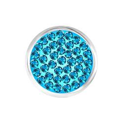 ANDANTE Kristall Chunk Click-Button Druckknopf (Zyan-Blau) für Chunk-Armbänder, Chunk-Ringe und andere Chunk-Accessoires von ANDANTE