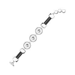 ANDANTE Leder Armband für 3 Chunks Click-Buttons mit Knebelverschluss (20-22 cm) Schwarz von ANDANTE