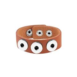 ANDANTE Leder Armband für Chunks Click-Buttons mit Druckknopf-Verschluss (18-22 cm) Karamell von ANDANTE