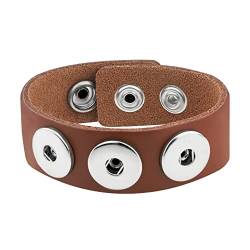 ANDANTE Leder Armband für Chunks Click-Buttons mit Druckknopf-Verschluss (18-22 cm) Terrakotta von ANDANTE