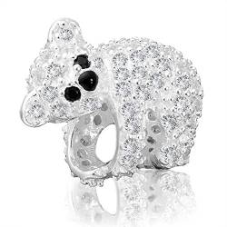 ANDANTE - Premium Collection - 925 Sterling Silber Kristall Bead Koala Bär mit CZ Zirkonia - Element Kugel für European Beads + Organzasäckchen von ANDANTE