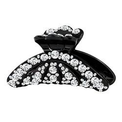 ANDANTE Premium Collection - Elegante Strass Haarklammer in Farbe Schwarz mit schneeweißen Zirkonia Steinen - 4 cm x 8,5 cm von ANDANTE