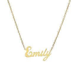 ANDANTE Premium Collection - Namenskette Emily 14K Gold Edelstahl Halskette Personalisierte Kette mit Namen - längenverstellbar 43 cm - 48 cm von ANDANTE