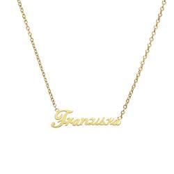 ANDANTE Premium Collection - Namenskette Franziska 14K Gold Edelstahl Halskette Personalisierte Kette mit Namen - längenverstellbar 43 cm - 48 cm von ANDANTE