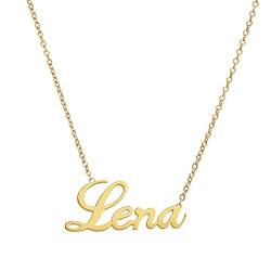 ANDANTE Premium Collection - Namenskette Lena 14K Gold Edelstahl Halskette Personalisierte Kette mit Namen - längenverstellbar 43 cm - 48 cm von ANDANTE