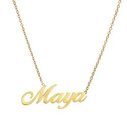 ANDANTE Premium Collection - Namenskette Maya 14K Gold Edelstahl Halskette Personalisierte Kette mit Namen - längenverstellbar 43 cm - 48 cm von ANDANTE