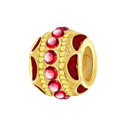 ANDANTE-Stones 14K Gold Bead Charm ** Fire of Love ** mit 14 Glaskristallsteinen in Rot Element Kugel für European Beads Modul Armband + Organzasäckchen von ANDANTE