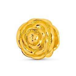 ANDANTE-Stones 14K Gold Bead Charm Rose Element Kugel für European Beads Modul Armband + Organzasäckchen von ANDANTE