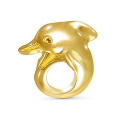 ANDANTE-Stones 14K Gold Bead Delfin Element Kugel für European Beads Modul Armband + Organzasäckchen von ANDANTE