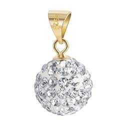 ANDANTE-Stones 925 Sterling Silber Gold Kristall Strass Bead Charm Kettenanhänger (10 mm) Schneeweiß + Organzasäckchen von ANDANTE