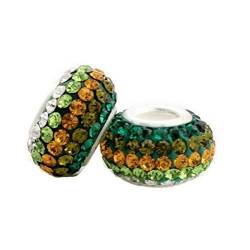 ANDANTE-Stones 925 Sterling Silber Kristall Bead Charm * Grüner Wald * grün orange weiß Element Kugel für European Beads + Organzasäckchen von ANDANTE