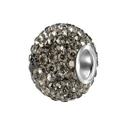 ANDANTE-Stones 925 Sterling Silber Kristall Glitzer Bead Charm Black Diamond als Kettenanhänger oder Element für Bettelarmbänder + Organzasäckchen von ANDANTE
