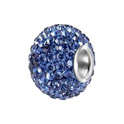 ANDANTE-Stones 925 Sterling Silber Kristall Glitzer Bead Charm Royalblau als Kettenanhänger oder Element für Bettelarmbänder + Organzasäckchen von ANDANTE