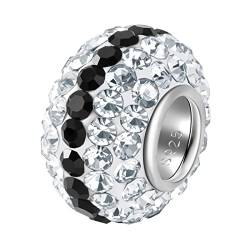 ANDANTE-Stones 925 Sterling Silber Kristall Strass Bead Charm ** Blackout ** Element Kugel für European Beads + Organzasäckchen von ANDANTE