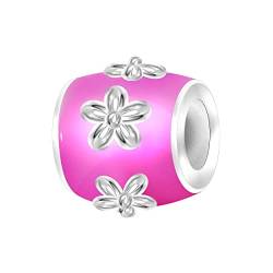 ANDANTE-Stones Silber Bead in Farbe Rosa mit Blumen-Gravur Element Kugel für European Beads + Organzasäckchen von ANDANTE