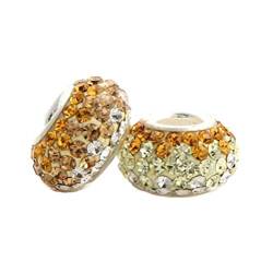 Andante-Stones 925 Sterling Silber Kristall Bead Charm * Sunshine * Weiß Beige Orange - Element Kugel für European Beads + Organzasäckchen von ANDANTE