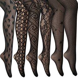 ANDIBEIQI 6 Paar Damen Strumpfhose Netzstrumpfhosen Feinstrumpfhosen Nahtlos Netzs Leggings Muster Elastisch Schwarz von ANDIBEIQI