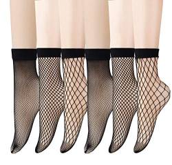 ANDIBEIQI 6 Paar Fischnetz Söckchen Frauen Reizvolle Schwarz Netzstrümpfe Kurze Knöchel Socken von ANDIBEIQI