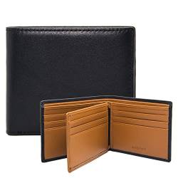 ANDOILT Schlanke Geldbörse für Herren, echtes Leder, RFID-blockierend, doppelt gefaltet, ultrastarke Nähte, stilvolle Brieftaschen mit Ausweisfenster, L2 schwarz & braun, Einheitsgröße, Kompakt von ANDOILT