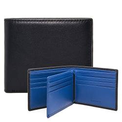 ANDOILT Schlanke Geldbörse für Herren, echtes Leder, RFID-blockierend, doppelt gefaltet, ultrastarke Nähte, stilvolle Brieftaschen mit Ausweisfenster, L3 schwarz & blau, Einheitsgröße, Kompakt von ANDOILT