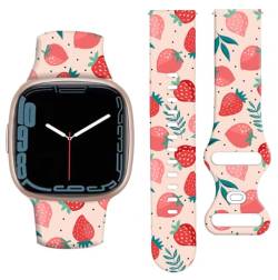 ANDRIU Kompatibel mit Versa 2 / Versa / Versa Lite Band für Damen und Mädchen, niedliches, farbechtes Ersatz-Sportarmband für Versa SE Smartwatch (süße rosa Erdbeere) von ANDRIU