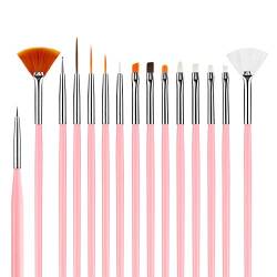 15 Stücke Nagel Pinsel Nageldesign Malerei Stift Nail Art Liner Pinsel für UV Gel und Acryl Fingernägel Nailart Nagel Zubehör Nageldesign Modellage Pediküre Maniküre von ANEWISH