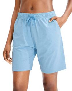 ANFTFH Damen Bermuda Shorts mit Taschen Kurz Hose für Yoga, Sport, Freizeit Athletic Sweatshorts Kurze Hosen Damen Sommer Knielang Blau XXL von ANFTFH