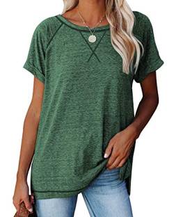 ANFTFH Damen Kurzarm T-Shirt Casual Sommer Lose Shirt Oberteile Sommerkleider Damen Tshirt Kleid Damen Rollkragen Kurzarm Grün S von ANFTFH