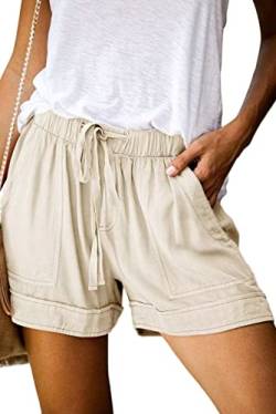 ANFTFH Damen-Shorts, Kordelzug, mittelhohe Shorts, Sommer, lässige Shorts für Damen, A-Khaki, XX-Large von ANFTFH