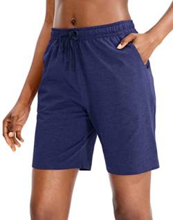 ANFTFH Damen Shorts Gummiband Hotpants Sommer Weite Kurze Hosen Knielang Athletic Sweatshorts Navy Blau S von ANFTFH