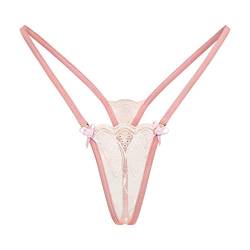 ANGE DÉCHU Transparente Dessous, Slip, durchsichtig, Tanga, G-String, sexy erotische Dessous, Geschenk für sie - Pink - Groß von ANGE DÉCHU