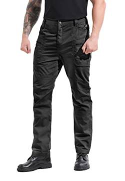 ANGEL CITIZ Herren Taktische Cargohose, wasserdichte Ripstop Militärkampfhose, Outdoor EDC Wanderarbeitshose mit 8 Taschen Black-S von ANGEL CITIZ