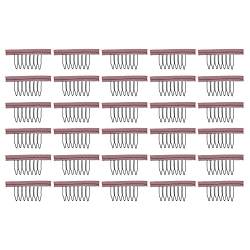 30 Perückenkammklammern aus Edelstahl, 7-Zähne-Haarteilkappenzubehör mit Bogendesign (Kaffee) von ANGGREK