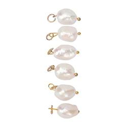 6 Stück Perlen Anhänger, Süßwasser Zuchtperlen für Ohrringe Halskette Baumeln Schlüssel Bund Herstellung DIY Perlen Anhänger für Frauen (L: 60 x 60 x 28 cm) von ANGGREK