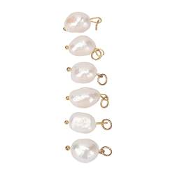 6 Stück Perlenanhänger, Süßwasser-Zuchtperlen für Ohrringe, Halskette, Baumelnder Schlüsselanhänger, DIY (Groß) von ANGGREK