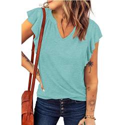 ANGGREK Damen Casual V-Ausschnitt Rüschen Flügelärmel Tank Top Sommer Sexy Lose Bluse Plus Größe Ärmelloses T-Shirt von ANGGREK