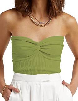 ANGGREK Damen Crop Top Ärmellos Tank Top Strick-Crop-Top Y2K Slim Fit Sexy Tops von ANGGREK